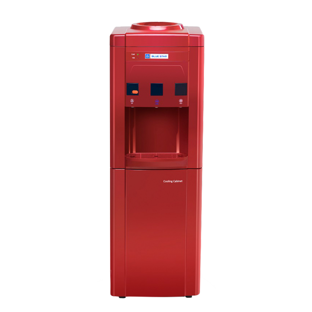 GA Series With Refrigerator-Maroon | Floor Standing | Bottled Water Dispenser